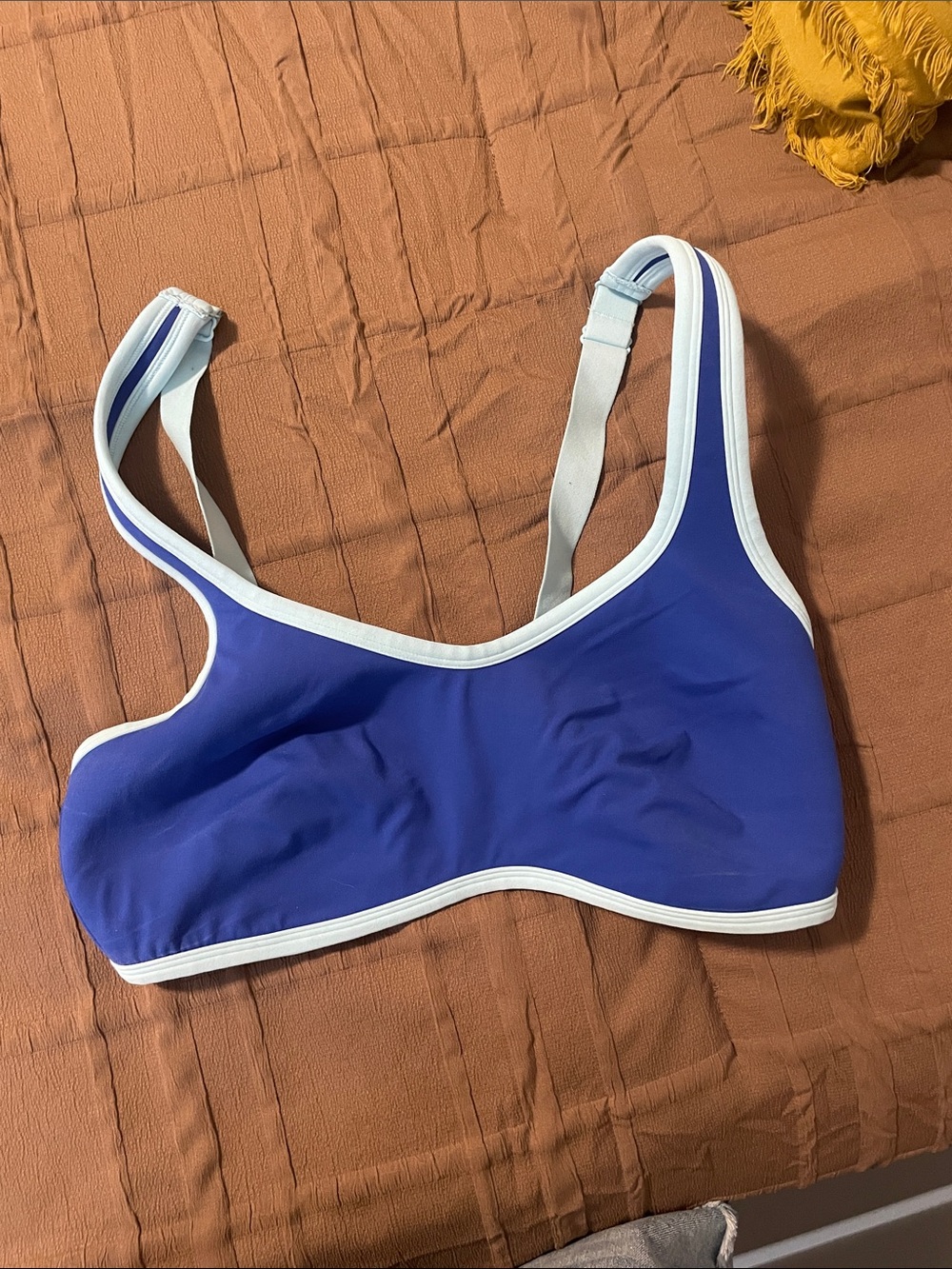 all in motion Blue Bra-Style Swim Top with White Trim